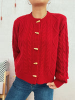Cable Knit Button-Up Cardigan