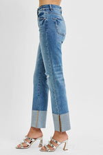 RISEN Full Size High Rise Ankle Straight Wide Cuffed Jeans Plus Size
