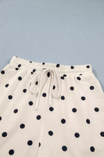 Exposed Seam Detail Polka Dot Loose Tee Drawstring Shorts Set