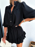 Button Up Top and Ruffled Skirt Set