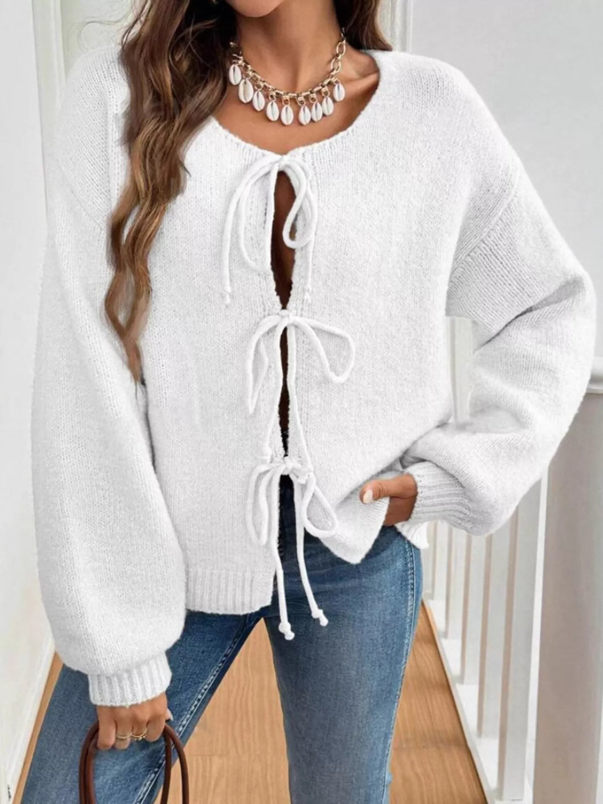 Tie-Front Long Sleeve Cardigan