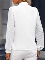 Notched Long Sleeve Blouse