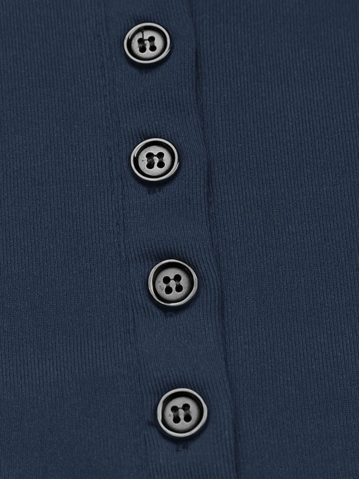 Long Sleeve Button Front Fitted T-Shirt