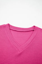 Textured Waffle Knit V-Neck T-Shirt