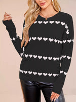 Heart Pattern Dropped Shoulder Sweater
