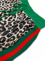 Leopard Round Neck Top and Pants Two-Piece Set