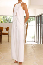 Halter Neck Top and Wide Leg Pants Set