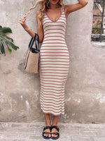 Striped Bodycon Knit Midi Dress