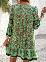 Floral Print Tassel Tie Neck Mini Dress