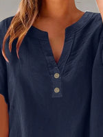 Full Size Notched Short Sleeve Blouse Plus Size