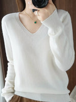 V-Neck Solid Color Sweater