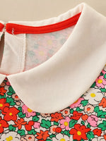 Children's Floral Print Long Sleeve Peter Pan Collar Dress