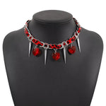 Heart Charm Choker Necklace with Metal Spikes