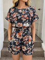 Floral Print Crop Top and Shorts Set