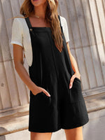 Casual Wide Strap Overalls with Pockets