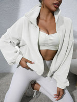 Drawstring Turtleneck Zip Up Long Sleeve Jacket
