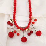 Cherry Beaded Charm Necklace