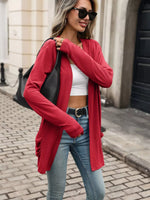 Ruched Pocket Open Front Cardigan