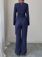 Asymmetric Long Sleeve Top and Pants Set
