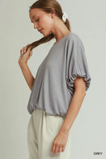 Umgee Mini Texture Checkered Bubble Hem Top