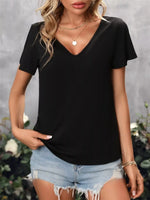 Crisscross Back V-Neck T-Shirt