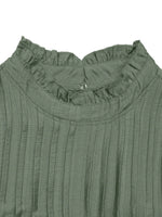 Ruffled Mock Neck Cap Sleeve Mini Dress