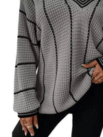Full Size V-Neck Textured Knit Sweater Plus Size