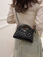 Quilted Pattern Top Handle Crossbody Bag