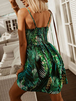 Tropical Print Spaghetti Strap Mini Dress