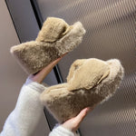 Fluffy Wedge Slippers