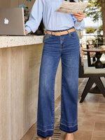 Raw Hem Unique Cuffs Straight High Rise Loose Jeans