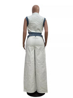 Zip Front Crop Top and Striped Pants Set