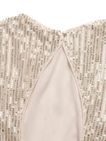 Sequin Cutout Back Long Sleeve Blouse