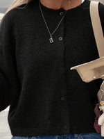Button-Up Cropped Sweater Cardigan