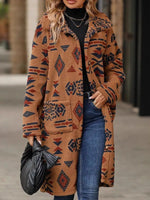 Geometric Button Up Longline Coat