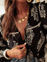 Floral Print Tie-Neck Blouse