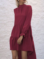 High-Low Flounce Sleeve Dress