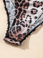 Leopard Print Long Sleeve Mock Neck Bodysuit