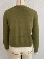 V-Neck Button-Down Contrast Layered Cardigan