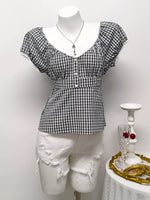 Plaid Short Sleeve Blouse
