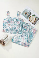 Floral Print Sleeveless Top and Wide Leg Pants Set