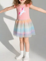 Children's Unicorn Applique Rainbow Tulle Dress