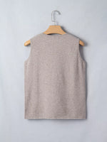 Metal Star Detail V Neck Sweater Knit Tank Top