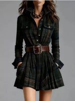 Button Front Long Sleeve Shirt Dress