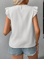 Ruffled Round Neck Cap Sleeve Blouse