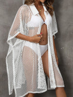 Sheer Mesh Button Up Cover Up