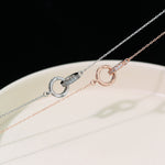 925 Sterling Silver Double Circle Pendant Necklace