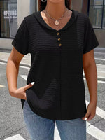 Textured Short Sleeve Blouse