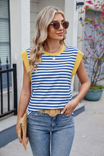 Contrast Striped Round Neck T-Shirt