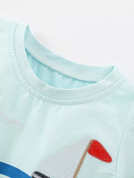 Children's Sailboat Embroidered Short Sleeve T-Shirt